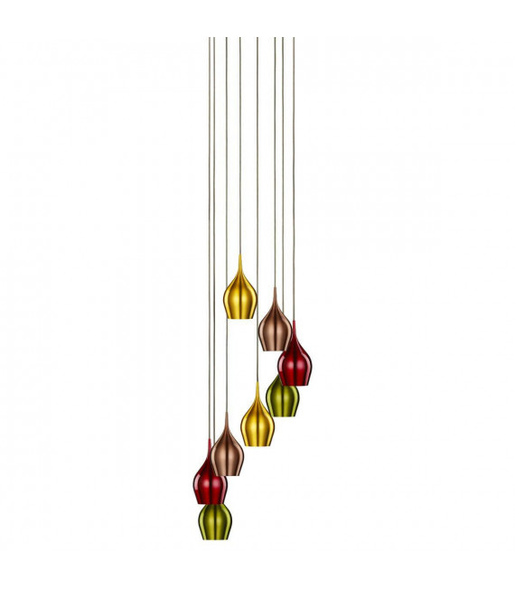 Hängelampe 8 Lampen Lebendig in Chrom und Aluminium