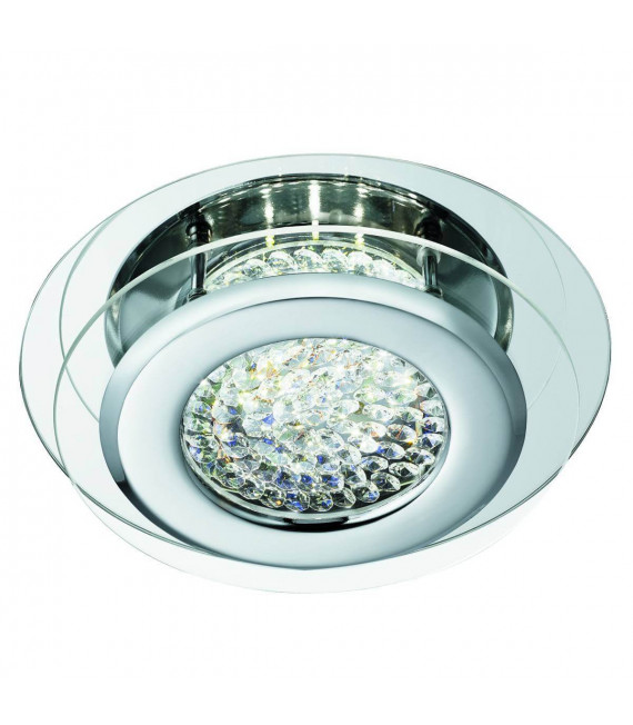 Plafón 28 cm Led Vesta, en cromo, cristal y espejo