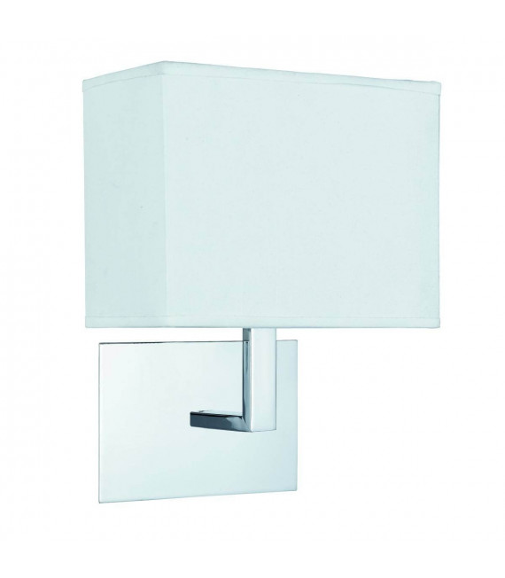 Lampada da parete, in cromo con paralume bianco