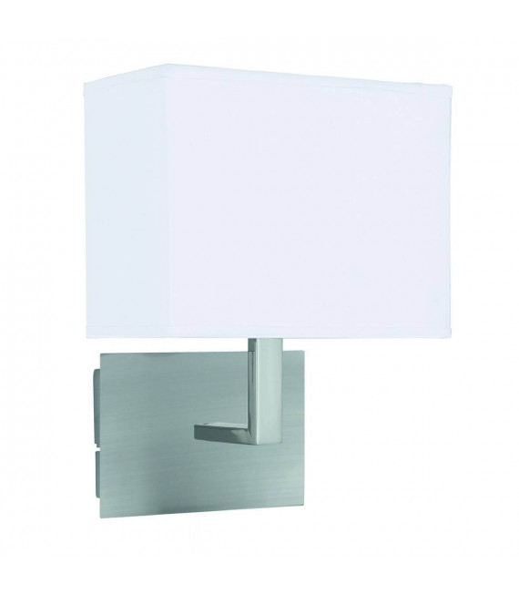 Lampada da parete, in argento satinato con paralume bianco