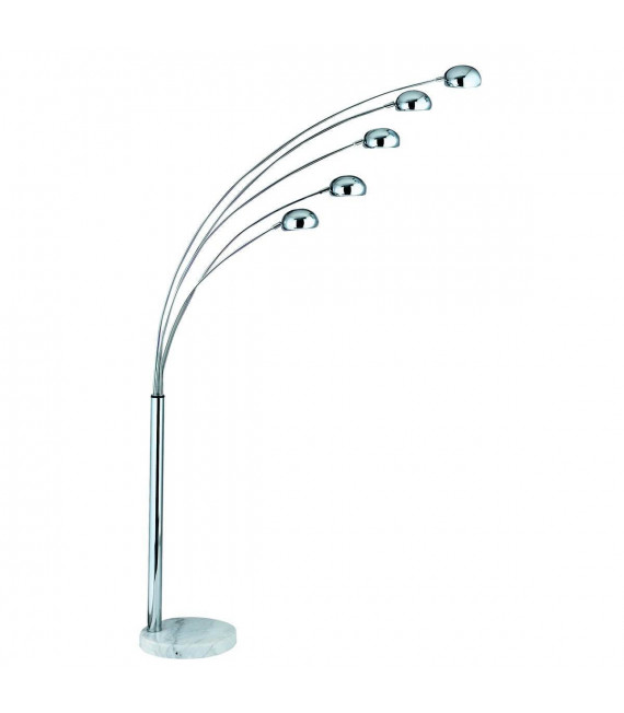 Giraffe 5-Licht Stehleuchte, aus Chrom und schwarzem Marmor