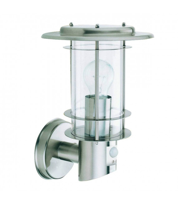 Lámpara de pared Outdoor Lights con detector, en acero inoxidable y policarbonato