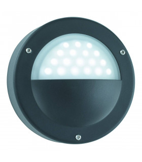 Runde LED-Außenwandleuchte aus Aluminium und Glas, schwarz