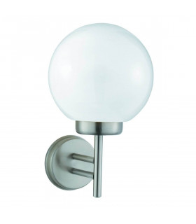 Lámpara de pared Globe, en acero inoxidable y policarbonato.