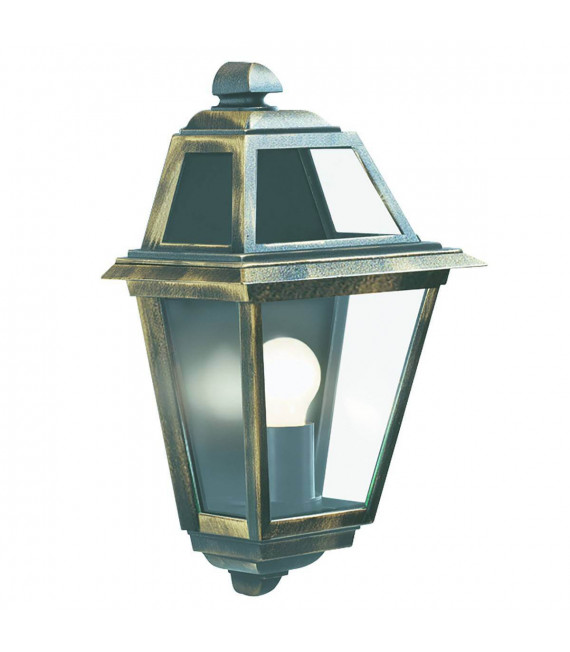 Lampada da parete New Orleans, in alluminio e vetro, nero dorato