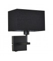 Modern bedside wall lamp Norte Matt black black rectangle shade