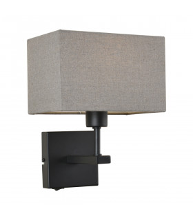 Modern bedside wall lamp Norte Matt black gray rectangle shade