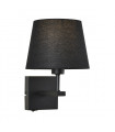 Modern bedside wall lamp Norte round black shade