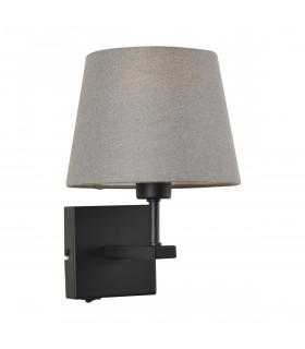Applique da comodino moderna Norte tonda con paralume grigio