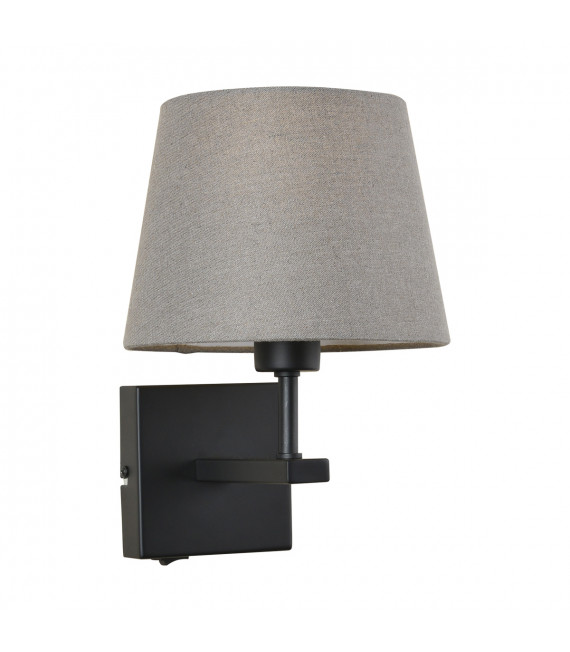 Applique da comodino moderna Norte tonda con paralume grigio
