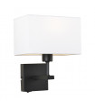 Modern bedside wall lamp Norte Matte black with rectangular white shade
