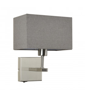 Gray rectangular bedside wall light Norte Nickel