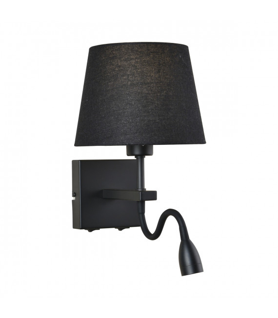 Modern bedside wall lamp Norte Matt black round black shade