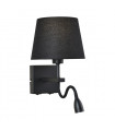 Modern bedside wall lamp Norte Matt black round black shade