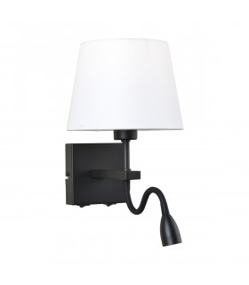 Modern bedside wall lamp Norte Matt black white lampshade
