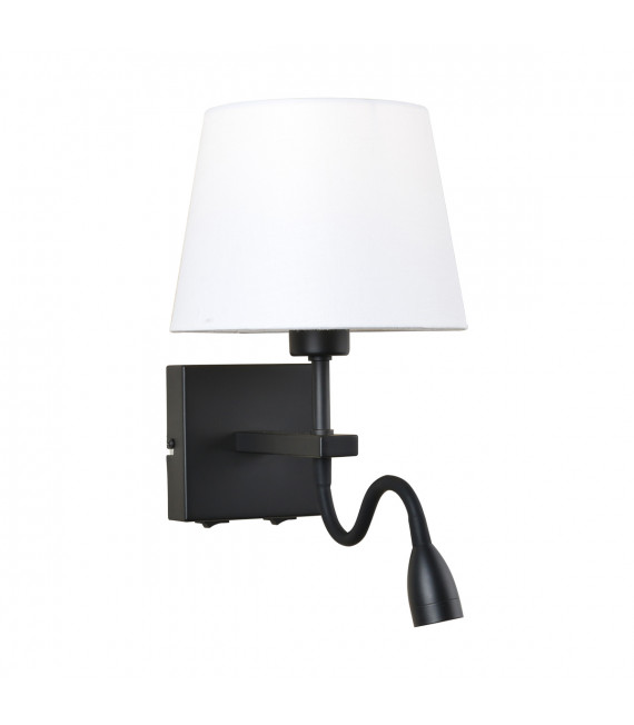 Modern bedside wall lamp Norte Matt black white lampshade