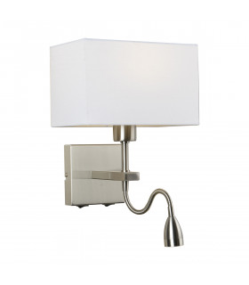 Modern white bedside wall lamp Norte Nickel