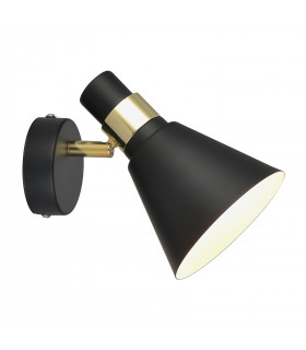 Lampada da parete industriale e retrò Biagio Nero opaco, oro