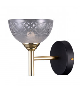 Lampada da parete industriale e retrò Tomasso Nero opaco, oro