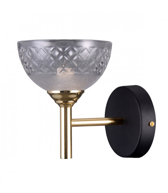 Industrie- und Retro-Wandleuchte Tomasso Mattschwarz, Gold