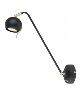 Industrie- und Retro-Wandleuchte Charissa Mattschwarz, Gold