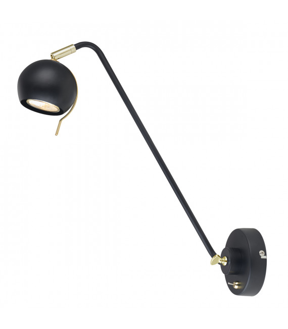 Industrie- und Retro-Wandleuchte Charissa Mattschwarz, Gold