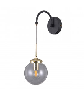 Lámpara de pared industrial y retro Domenico Negro mate, dorado