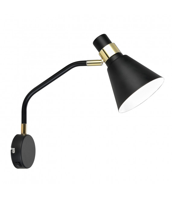 Biagio industrial and retro wall light Matt black, gold