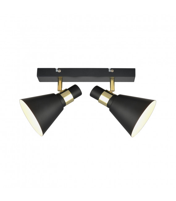 Lámpara de pared industrial y retro Biagio Negro mate, dorado