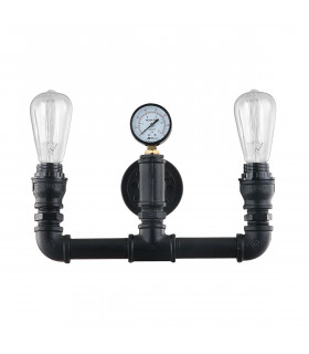 Industrial and retro wall light Pareto Black 2 bulbs