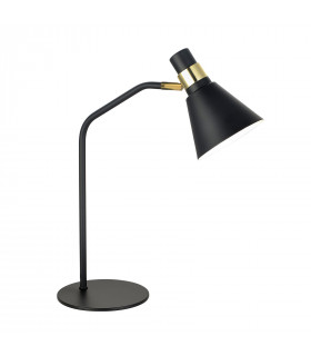 Industrie- und Retro-Schreibtischlampe Biagio Mattschwarz, Gold