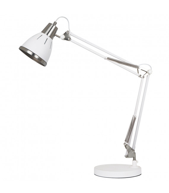 Lámpara de escritorio industrial y retro Jesso Sablé blanco, níquel satinado