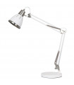 Lampe de bureau industrielle et rétro Jesso Sablé blanc, nickel satiné en métal
