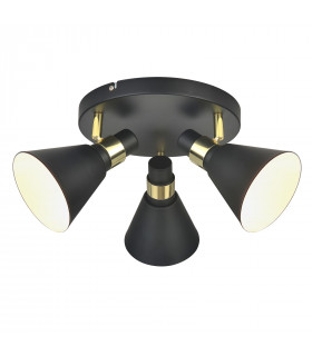 Industrie- und Retro-Deckenleuchte Biagio Matt schwarz, gold