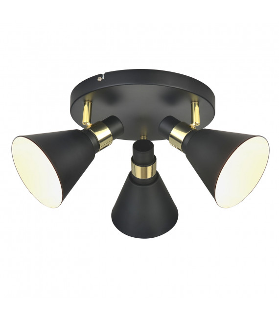 Lámpara de techo industrial y retro Biagio Matt negro, dorado