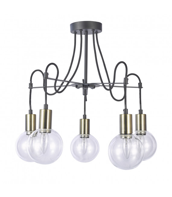 Plafonnier moderne Gianni Bronze antique, noir 5 ampoules