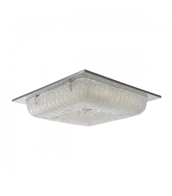 Plafonnier moderne Mercer Chrome, argent et verre sablé