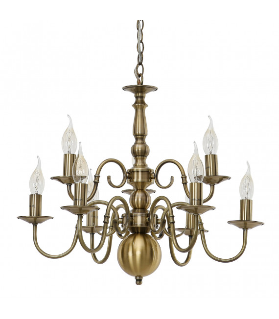 Classic pendant light Marion Antique bronze 9 bulbs