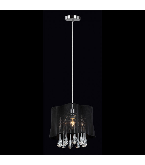 Lampada a sospensione in cristallo Cali Chrome, nera