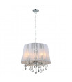 Suspension en cristal Cornelia Chrome, blanc 5 ampoules