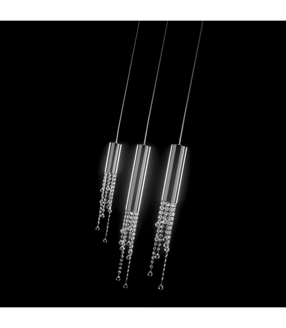 Suspension en cristal Larix Chrome 3 ampoules