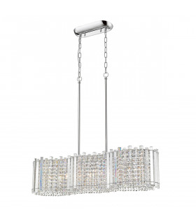 Suspension en cristal Carla Chrome, transparent 6 ampoules