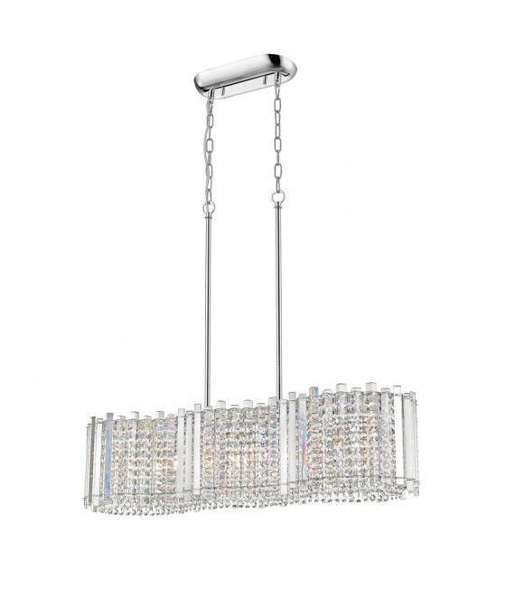Carla Chrome crystal pendant light, clear 6 bulbs