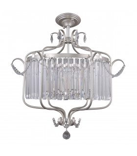 Lámpara colgante de cristal Rinaldo Champagne plata