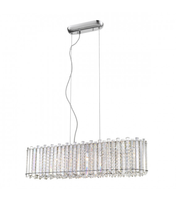 Lámpara colgante Carla Chrome de cristal transparente