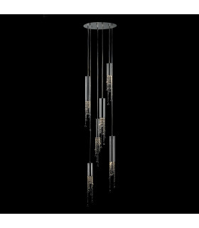 Suspension en cristal Larix Chrome 6 ampoules