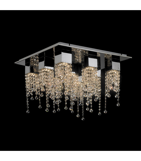 Larix Chrome crystal pendant lamp, metal