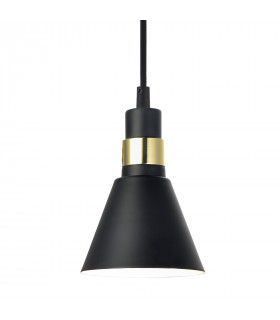 Lámpara colgante industrial y retro Biagio Negro mate, dorado
