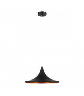 Industrial and retro pendant light Pedro Black, brass