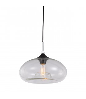 Suspension industrielle et rétro Valio Noir abat jour transparent